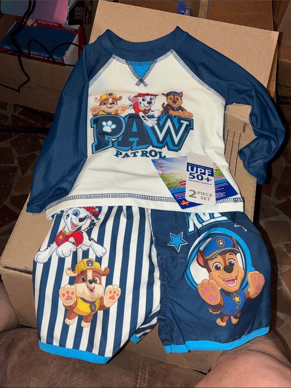 Paw Patrol Boys Navy & White Two-Piece Swim Set